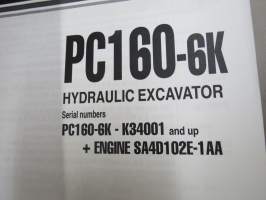 Komatsu PC160-6K Hydraulic Excavator serial number K34001 and up Parts Book + Engine SA4D102E-1AA -varaosaluettelo