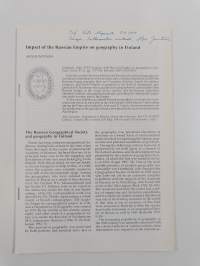 Impact of the Russian Empire on geography in Finland (signeerattu, tekijän omiste)