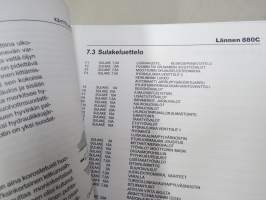 Lännen 880 C kaivinkone numerosta 8890751 ja eteenpäin -Käyttöohjekirja / Huolto-ohjekirja + varaosat / reservdelar / spare parts -alkuperäinen varaosaluettelo