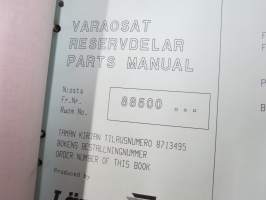 Lännen 880 C kaivinkone numerosta 8890751 ja eteenpäin -Käyttöohjekirja / Huolto-ohjekirja + varaosat / reservdelar / spare parts -alkuperäinen varaosaluettelo