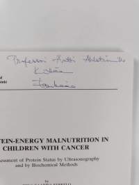 Protein-energy malnutrition in children with cancer : assessment of protein status by ultrasonography and by biochemical methods (signeerattu, tekijän omiste)