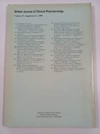 British Journal of Clinical Pharmacology : Supplement 1 to Volume 27, 1989