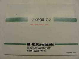 Kawasaki Ninja ZX-9R (ZX900C-2) -instruction book -käyttöohjekirja englanniksi