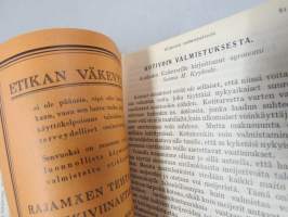 Kotilieden kalenteri 1928 (Kotiliesi), kalenteri tietoja, runsaasti artikkeleita, Rasvakysymys keittiössä, Kotivoin valmistus, Kotikutoiset miesten pukukankaat...