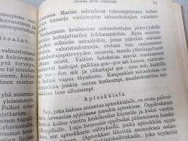 Kotilieden kalenteri 1928 (Kotiliesi), kalenteri tietoja, runsaasti artikkeleita, Rasvakysymys keittiössä, Kotivoin valmistus, Kotikutoiset miesten pukukankaat...