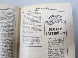 Kansakoulukalenteri 1930, mainoksia, ammattitietoa, artikkeleita, sisältää myös matrikkelin virassa / toimessa olevista opettajista