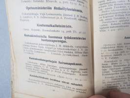 Kansakoulukalenteri 1925, mainoksia, ammattitietoa, artikkeleita, sisältää myös matrikkelin virassa / toimessa olevista opettajista