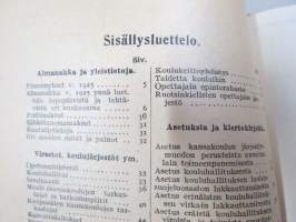 Kansakoulukalenteri 1925, mainoksia, ammattitietoa, artikkeleita, sisältää myös matrikkelin virassa / toimessa olevista opettajista