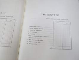 Kunnan Talousarvio - vuonna 1942 painettu kirja, johon on voitu valmistella kunnan talousarviota silloisten luokkien ja momenttien mukaan