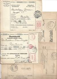 Kotimaisen paketin osoitekortti 1929 yht 5 kpl erä