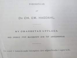 Kok-Konsten som vetenskap och konst med särskildt afseende på Hälsolärans och Ekonomiens fordringar, 1896, med inemot 3000 recept, 349 afbildningar