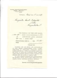 Suomen Asuntohypoteekkipankki 1929  -  firmalomake