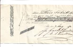 Littois Fabrik kuitti 1870  firmalomake