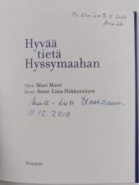Hyvää tietä Hyssymaahan (signeerattu, tekijän omiste)