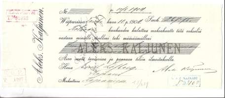 Vekseli  Aleks. Kaljunen KOP Wiipuri  1904