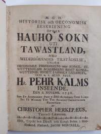 Historisk och oeconomisk beskrifning öfwer Hauho sokn uti Tawastland
