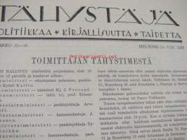 Tähystäjä poliittis-kirjallinen viikkolehti 1929 nr 33-34 (Yrjö Ruutu, Elmo Kaila, Martti Pesonen, E.A. Aaltio)