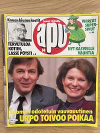 Apu 1995 nr 14 - Tervetuloa kotiin, Lasse Pöysti, Nyt kasveille vauhtia, Suomen suosituin vauvauutinen, ym.