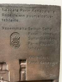 Painava Rosenlew metallitaulu 1853-1953. 35x27cm.Porin Valu