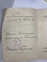 Заграничный паспортъ - Matkapassi ulkomaille - Pass för utrikesresa - Reisepass für das Ausland, fil. kand Arnold Nordling sekä vaimo Anna, 21.6.1912, Helsinki