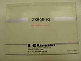 Kawasaki Ninja ZX-6R (ZX600-F2) Owner´s manual -käyttöohjekirja englanniksi