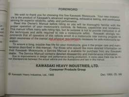 Kawasaki Ninja ZX-6R (ZX600-F2) Owner´s manual -käyttöohjekirja englanniksi