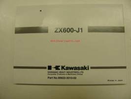 Kawasaki Ninja ZX-6R (ZX600-J1) Owner´s manual -käyttöohjekirja englanniksi