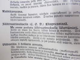 Isodor Oldenburg, New York - Kuvitettu hintaluettelo 1907, suomenkiel., koruja, kelloja, soittimia, fonograafeja - puhumakoneita, aseita (Winchester), työkaluja, ym.