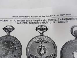Isodor Oldenburg, New York - Kuvitettu hintaluettelo 1907, suomenkiel., koruja, kelloja, soittimia, fonograafeja - puhumakoneita, aseita (Winchester), työkaluja, ym.