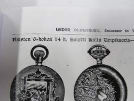 Isodor Oldenburg, New York - Kuvitettu hintaluettelo 1907, suomenkiel., koruja, kelloja, soittimia, fonograafeja - puhumakoneita, aseita (Winchester), työkaluja, ym.
