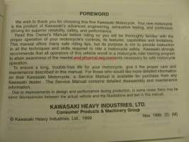 Kawasaki Ninja ZX-6R (ZX600-J1) Owner´s manual -käyttöohjekirja englanniksi