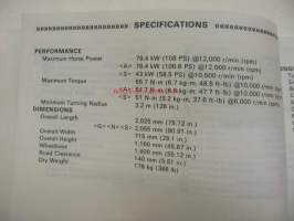Kawasaki Ninja ZX-6R (ZX600-G1 ZX600-H1) Owner´s manual -käyttöohjekirja englanniksi