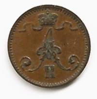 1 penni  1872 kotimainen kolikko