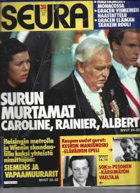 Seura 1982 nr 39 / Hautajaiset Monacossa, Helsingin Metro Siemens ja Vapaamuurarit,  Kesko ja SOK