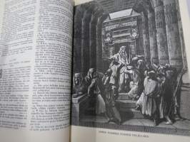 Perheraamattu (Perhe-Raamattu), kuvittanut Gustave Doré (208 kpl kuvituksia), painettu 1951, omiste- ja perhenimi -merkinnät