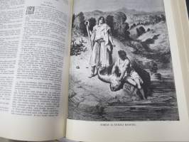 Perheraamattu (Perhe-Raamattu), kuvittanut Gustave Doré (208 kpl kuvituksia), painettu 1951, omiste- ja perhenimi -merkinnät