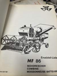 Massey-Ferguson Mähdrescher 86 Ersatzteil-Liste 1966 + Ändrungsmitteilung 1967 (leikkuupuimuri) -Parts book / varaosaluettelo + muutokset