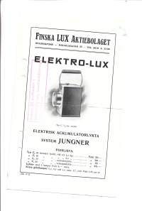Elektro -Lux Ackumulatorlykta  tuote-esite 1913