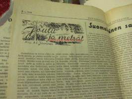 Satakunnan kansan joululiite 1938 -sis. mm. artikkelit; Odert Gripenberg ja hänen koulunsa Porissa, A.E. Järvinen Joulu ja metsät, F.E. Sillanpää Jouluirjoitus