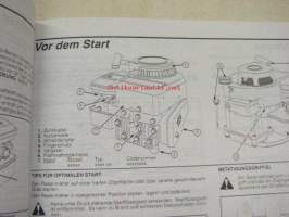 Briggs &amp; Stratton 9B900, 95900, 96900, 98900, 10A900, 10B900 operating and maintenance instructions, drift och underhåll -käyttöohjekirja mm. englanniksi ja