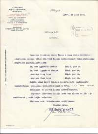 Anglo-Fennia Oy  Helsinki 1922  -  firmalomake