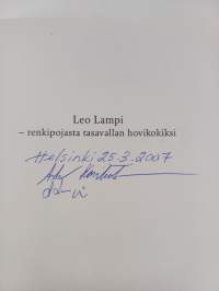 Leo Lampi : renkipojasta tasavallan hovikokiksi (signeerattu)