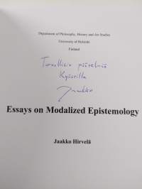 Essays on Modalized Epistemology (signeerattu, tekijän omiste)