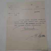 Vankila kuitti Helsingin kuritushuoneen johtaja  kuitti / firmalomake allekirjoituksella 8.8.1922