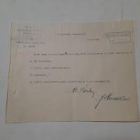 Vankila kuitti Turun kuritushuoneen johtaja  kuitti / firmalomake allekirjoituksella 5.1.1922