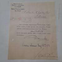 Vankila kuitti Tammisaaren Pakkotyölaitoksen johtaja  kuitti / firmalomake allekirjoituksella 5.1.1922