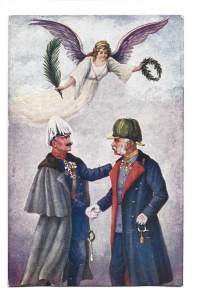 Keisari Vilhelm II ja keisari Franz Joseph  Viribus Unitis- sotilaspostikortti  postikortti