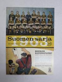 Rosenlewin Urheilijat RU-38, Pori - Iirot, Rauma, 15.9.1963 -Suomensarja (Suomen sarja / Mestaruussarja)  -jalkapallo käsiohjelma