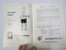 Rosenlewin Urheilijat RU-38, Pori - Iirot, Rauma, 15.9.1963 -Suomensarja (Suomen sarja / Mestaruussarja)  -jalkapallo käsiohjelma