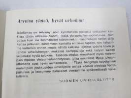 Yleisurheilumaaottelu Suomi - Italia, Helsinki 1-2.8.1967 -käsiohjelma / program